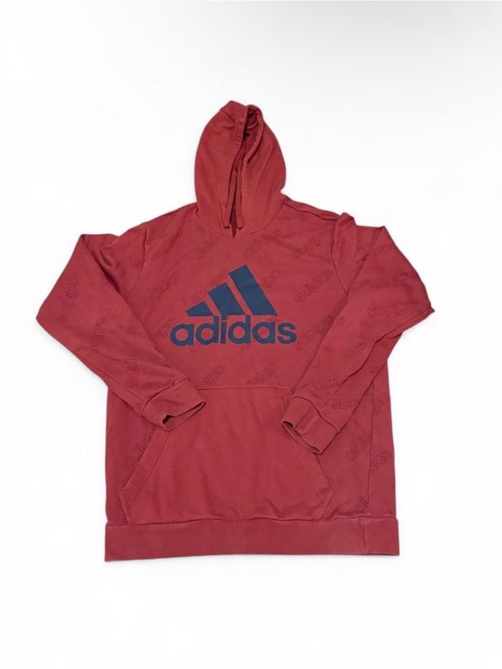 Burgundy Adidas Hoodie Men’s Large Red Blue Logo Oversized Cozy Hoodie